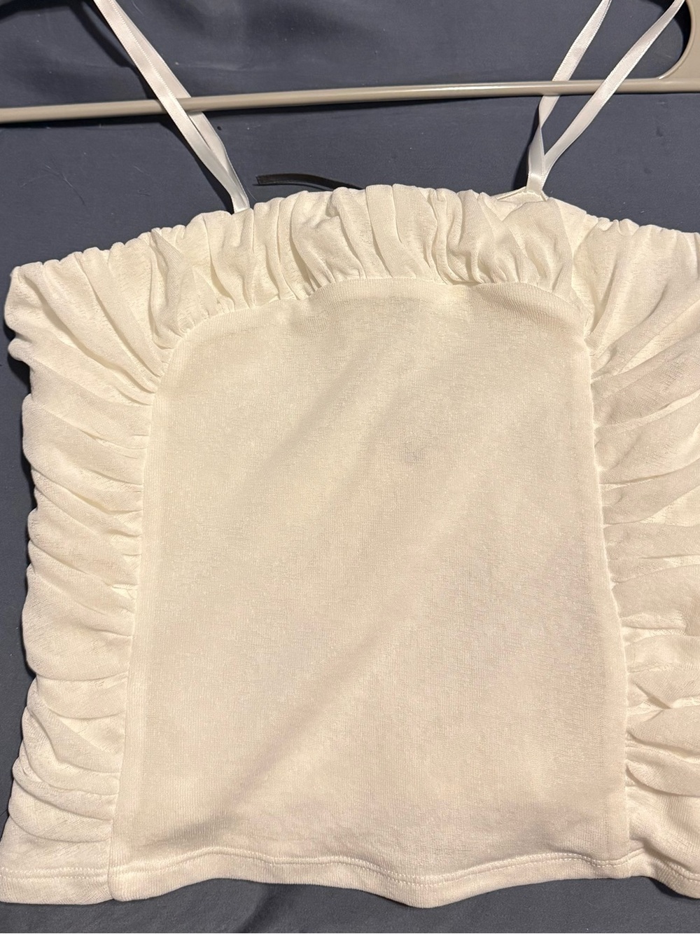 Anthropologie White Ruffle-Trim Bandeau Tank